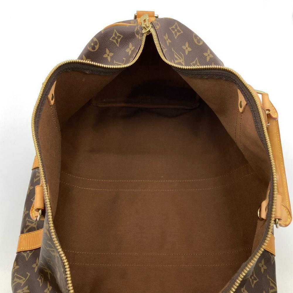 LOUIS VUITTON Authentic Brown Monogram Leather Keepall 50 Boston Bag - Picture 8 of 9